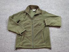 Columbia Jacket Men Small Green Fleece Full Zip Pockets Hiking Hunt Long Sleeve