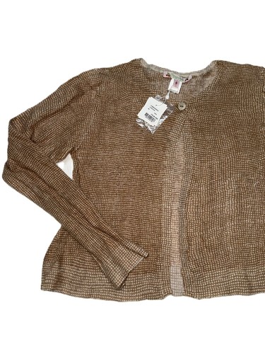 Cárdigan tejido metálico Bonpoint Girls 8Y XS mezcla de algodón acero azul y marrón - Imagen 4 de 10