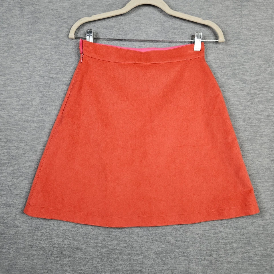 Agnes B Falda Naranja Rojo Mini Falda Cuero Artificial Talla 38 Hecha en Japón Foto 2 de 4