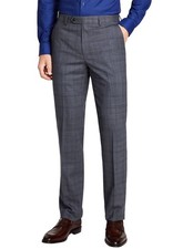 Michael Kors Mens Plaid Classic Fit Wool Plaid Dress Pants 36W x 34L Grey/Blue