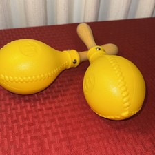Latin Percussion LP281 Yellow Maracas Pair w/ Wood Handles Lightweight