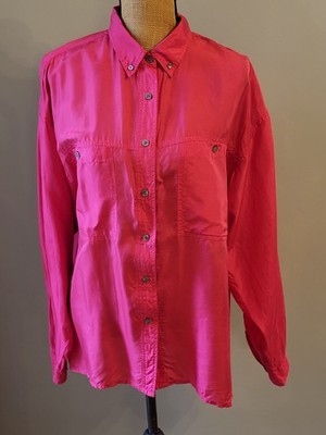 Point & Line Hot Pink Silk Blouse Medium