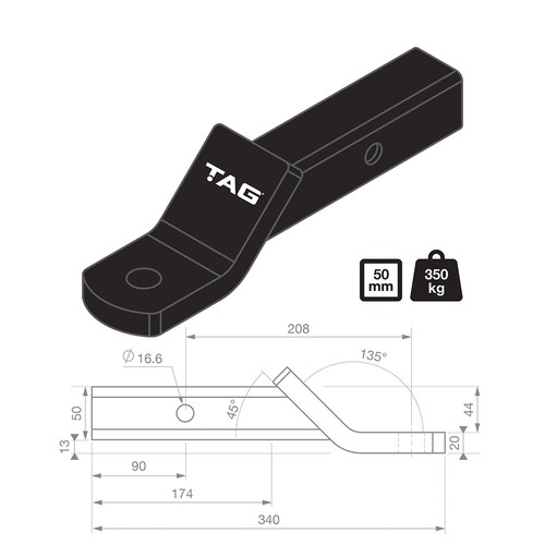 TAG Tow Ball Mount and Direct Fit Wiring Harness Kit For TOYOTA HILUX GUN125R - Bild 3 von 7