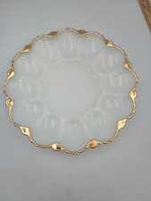 Vtg Anchor Hocking Fire King Milk Glass Gold ...