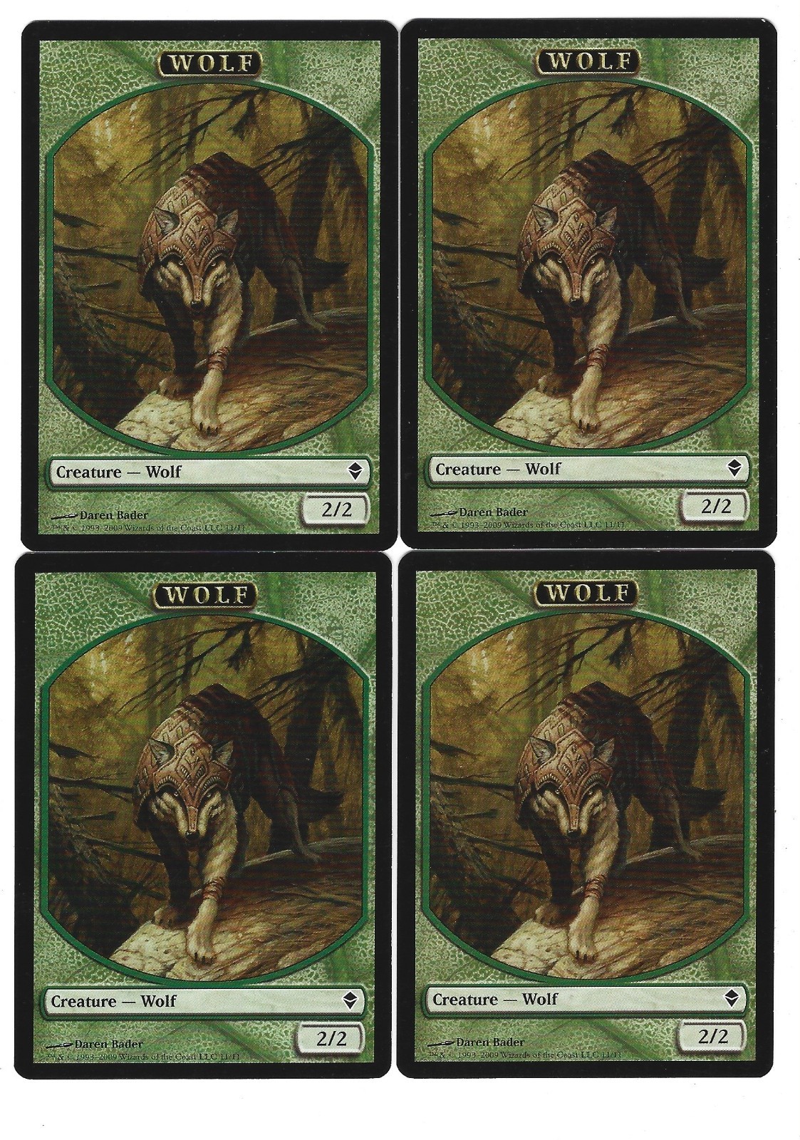 Wolf Token x4 8/10 LP+ Magic M:tG Zendikar GZENWT-01