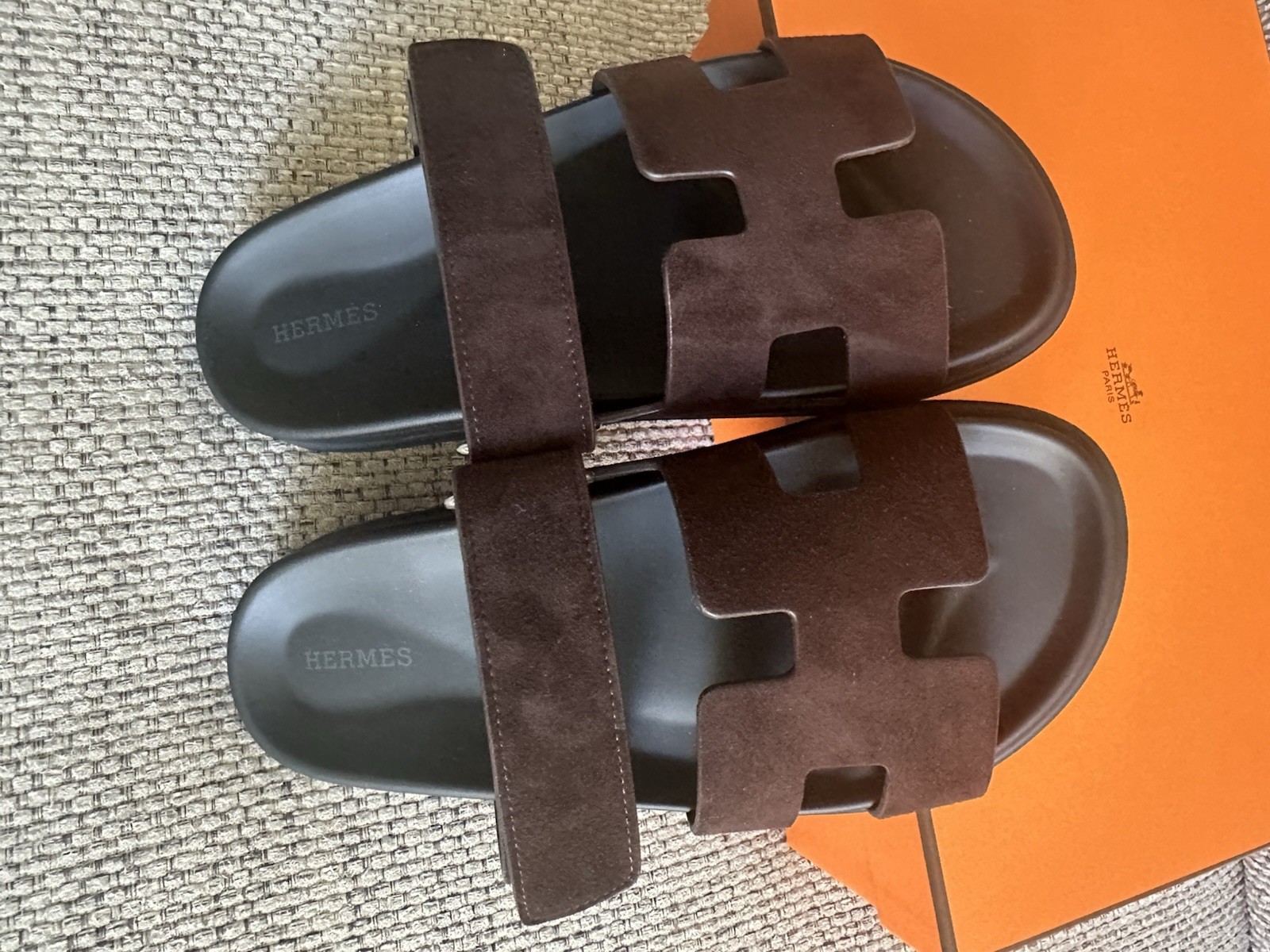 Size 39EU NIB HERMÈS Marron Ébène Suede Women’s Chypre Sandals w/ Receipt thumbnail 15