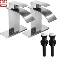 Bathroom Sink Faucet 1 Hole 3 Hole Single Handle Waterfall Stainless Steel New