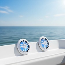 2 Way 6.5 Inch Bluetooth Waterproof Marine Speakers with LED Lighting - White