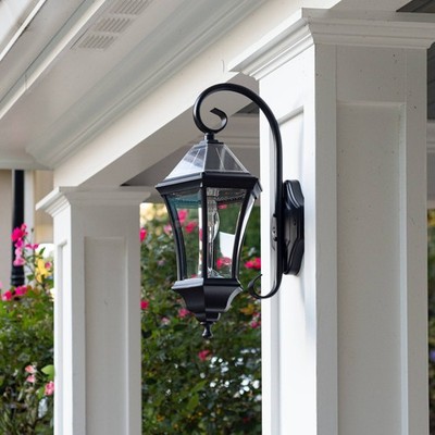 Gama Sonic Victorian Morph 21'' High Black Solar LED Outdoor Wall Light