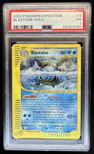 2002 Pokemon Expedition Set Blastoise Holo #4/165 PSA 1