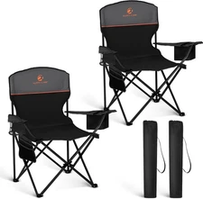HIGH POINT SPORTS 2 Pack Portable Camping Chair for Adults, Folding Outdoor Camp