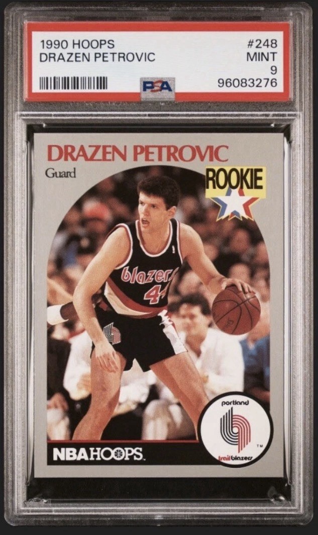 1990-91 NBA Hoops - Drazen Petrovic Psa Rookie Card - #248 (RC) PSA 9 -Blazers