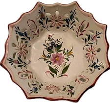 Vtg Portugal Hand Painted Fruit Bowl Floral Riticulated Bowl RCCL Cottage Core