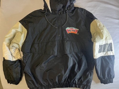 Vintage Logo7 San Antonio Spurs Fiesta Spellout Hooded Puffer Jacket Mens Large - Picture 17 of 22