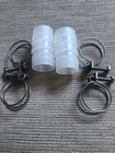 2 x Plastic Hose Joiner Barbed Connector 1.25” Straight Pipe 4 Clips Pond