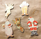 Vintage inspired Christmas tree Santa card ornaments hangers Hartmann