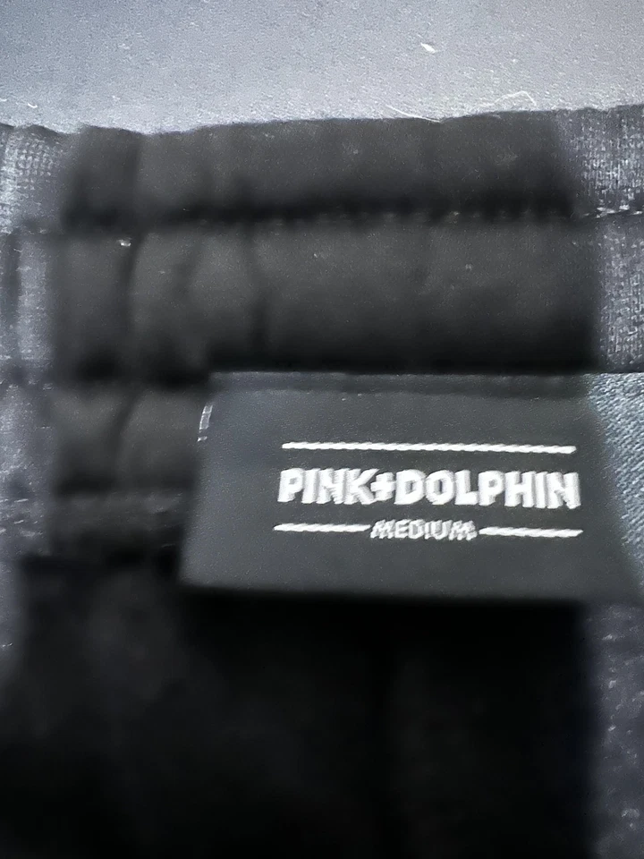 Pantalones Cortos Pink Dolphin Para Hombre Medianos Ropa de Calle Atlética Bolsillos con Cordón Negros Foto 2 de 4