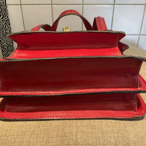 VINTAGE RED LEATHER GRAB BAG MADE IN ITALY TRUE VINTAGE 1950’s/60’s final price - Picture 8 of 24