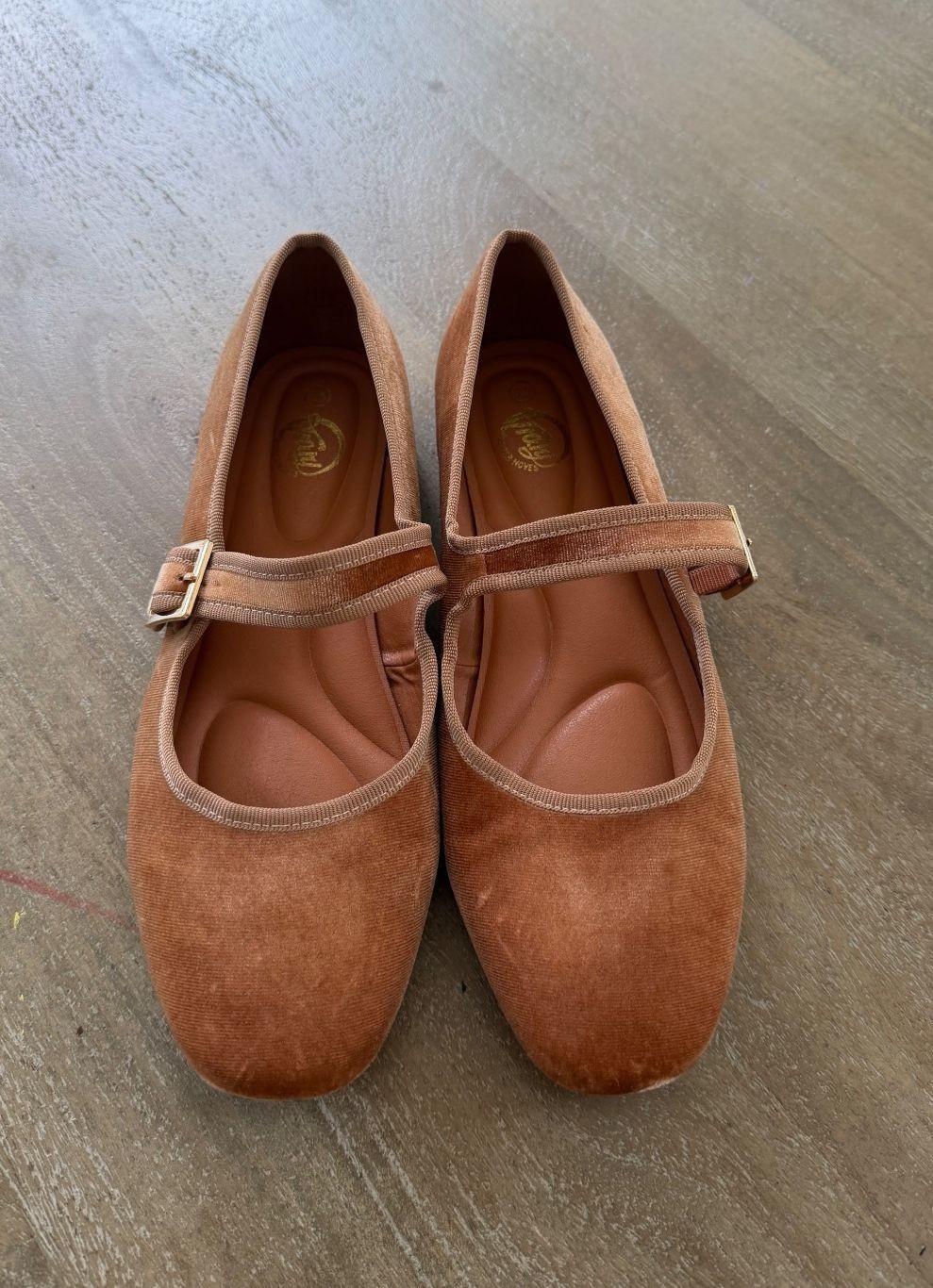 Trary Mary Jane Flats Women Brown Velvet Round Toe Ballet Shoes Comfort 8.5