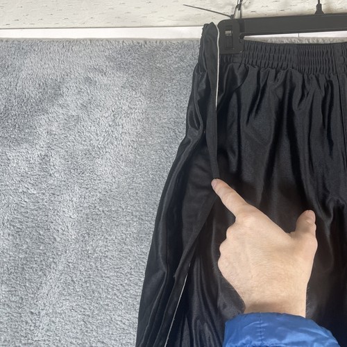VTG Y2K Nike Track Pant Men XL Black Satin Stripe Tear Away Baggy Silver Tag - Picture 7 of 19