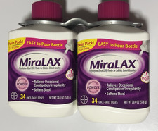MiraLAX Polyethylene Glycol 3350 Powder Laxative 20.4 oz 34 Dose Twin Pack
