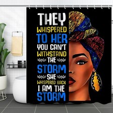 African Woman Shower Curtain Afro American Black Girl Fabric Shower Curtain F...
