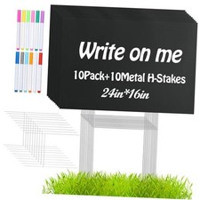 10 Pack 24x16 Inch Waterproof Corrugated Plastic Yard Signs with 10 24 Black