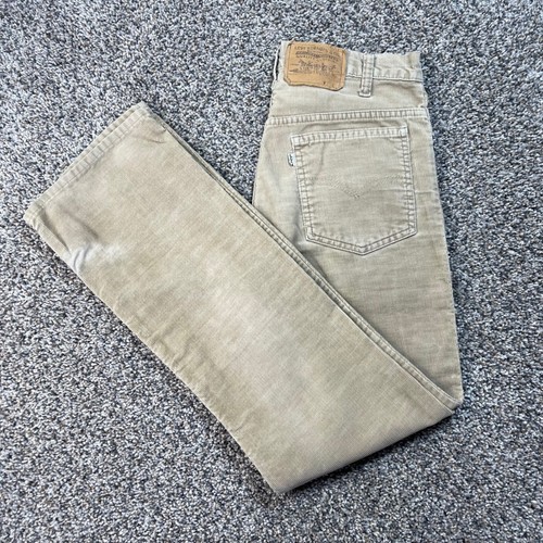Vintage Levi's 517 Men 28x29 USA Made Corduroy Pants Tan Beige White Tab Bootcut