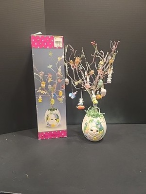 Easter Tree White Bendable Wire  Ornaments Bunny Bird Bow Egg Planter READ