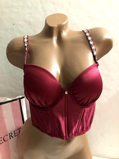VICTORIA'S SECRET DREAM ANGELS BEJEWELED STRAP SATIN CORSET TOP LINED DEMI NWT