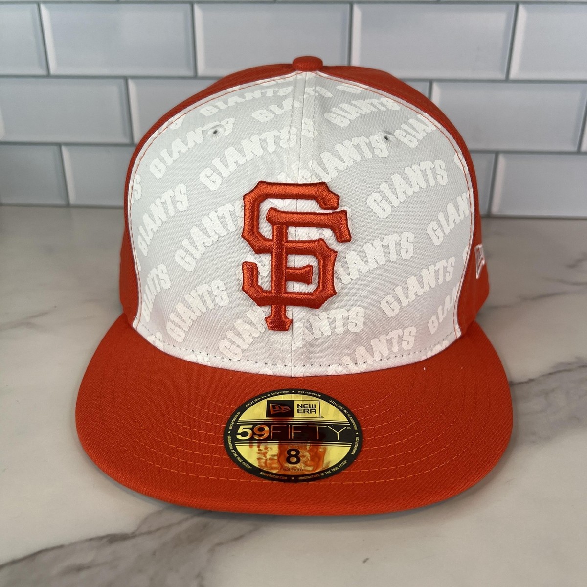 San Francisco Giants Hat Cap Fitted Mens 8 Orange White 59Fifty