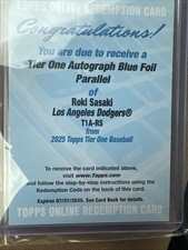 2025 Topps Tier One - Tier One Autographs Roki Sasaki #T1A-RS Blue Foil