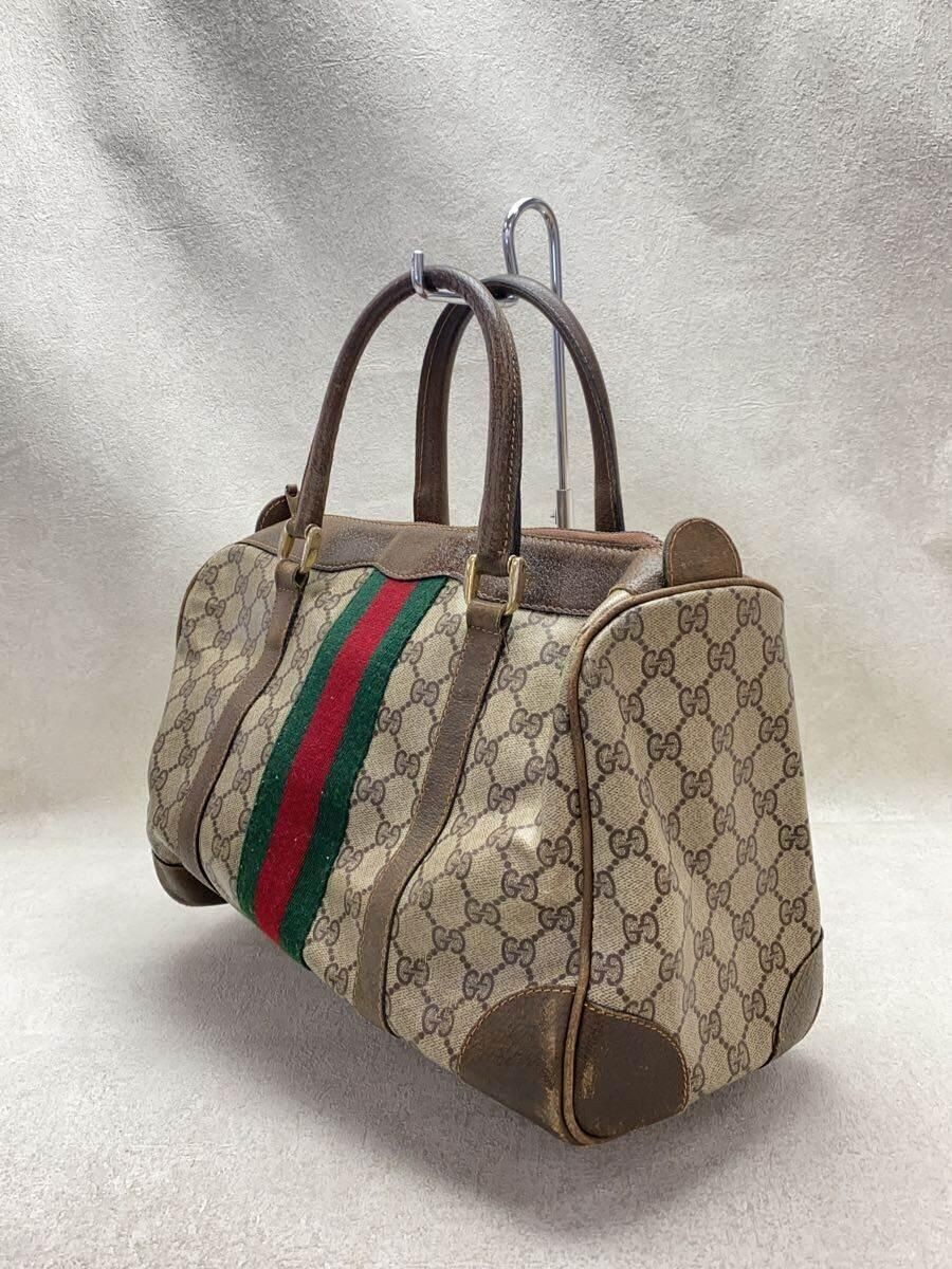 GUCCI Boston bag handbag GG sherry line Beige total pattern