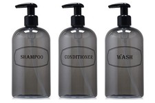 16 Oz Grey Shampoo Conditioner Wash Shower Soap Dispensers3 Refillable Empty Pet