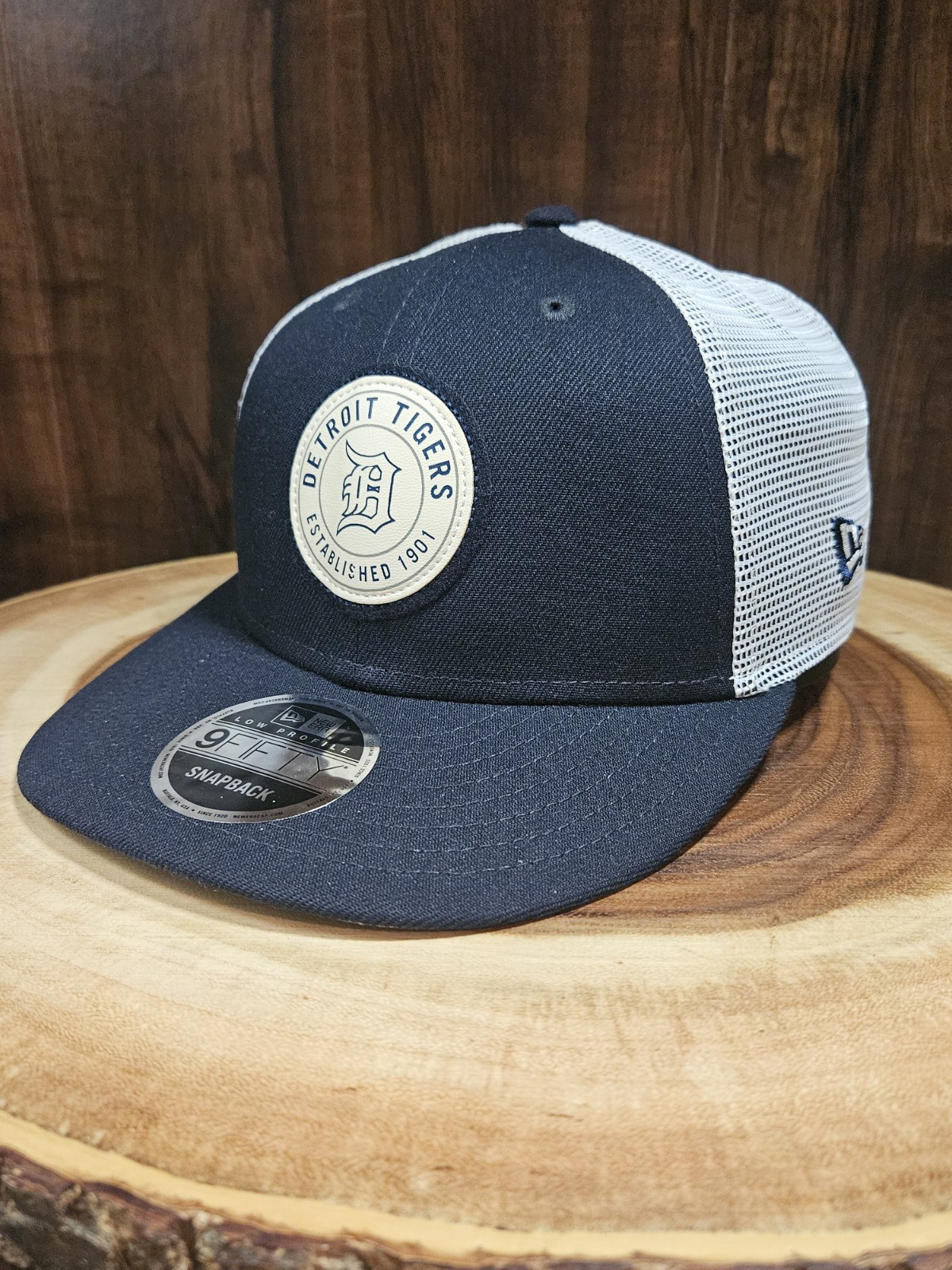 Detroit Tigers New Era 9Fifty LP Snapback Adjustable Hat Cap Leather Patch