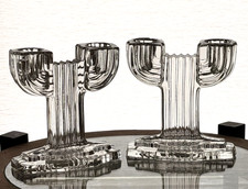 Vintage MCM  Glass Clear Cactus Candlesticks ...
