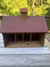 Antique Converse Red Robin Farm Wooden Toy Barn Stable 13  - Early 1900  s