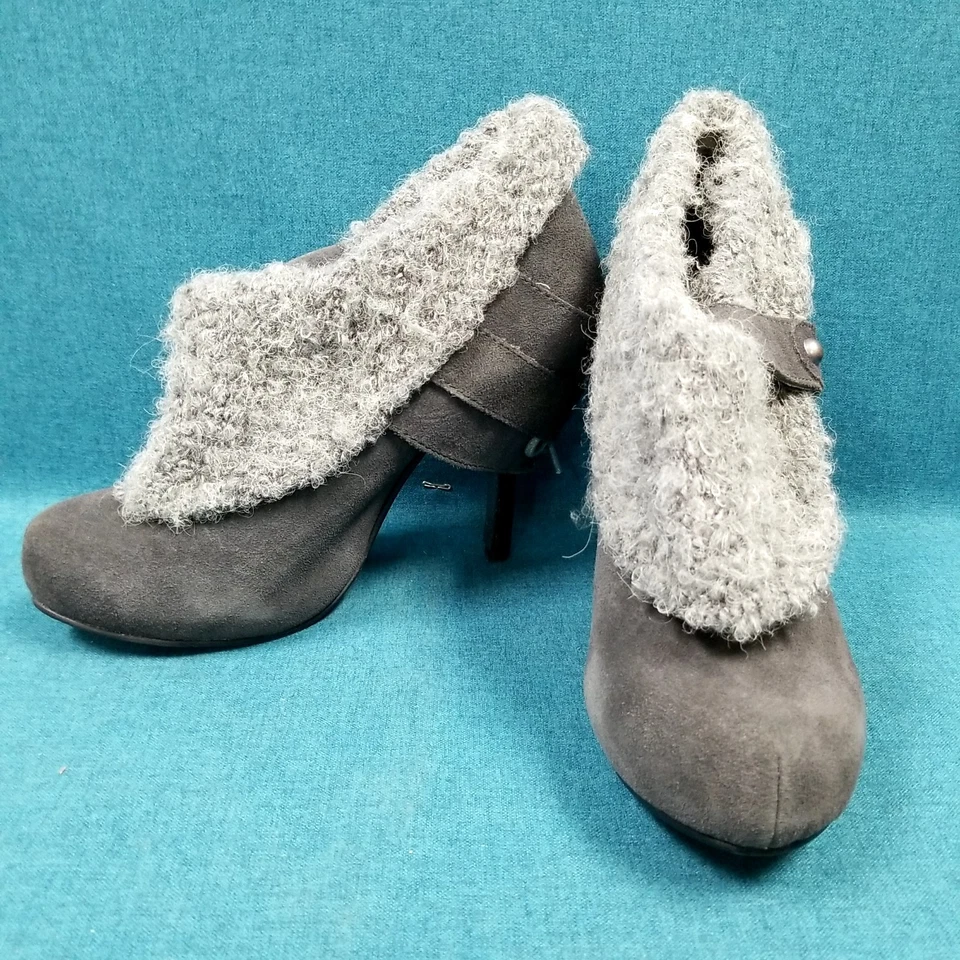 Naughty Monkey Gris Oscuro Gamuza Corsé Espalda Plataforma Tacones Para Mujer 8.5 Con Caja Foto 3 de 4