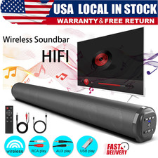 4 Speaker Sound Bar System Wireless BT Subwoofer TV Home Theater w/ Remote