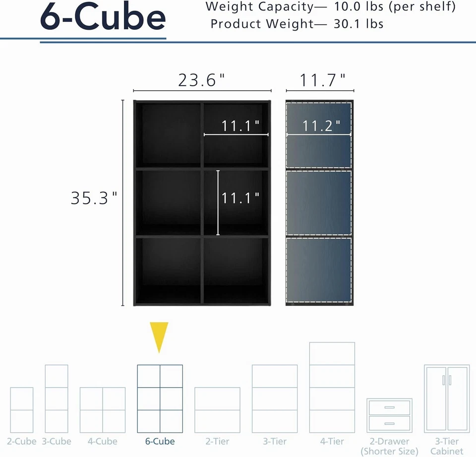 Space-Saving Stackable 6-Cube Wood Organizer - Ideal for Teen Rooms & Offices - Image 4 of 4