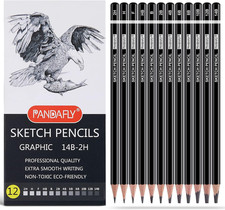 Professional Drawing Sketching Pencil Set, 12 Pieces Graphite Pencils 14B - 2H ,