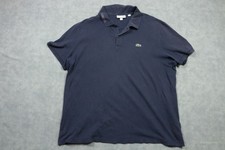 Lacoste Polo Shirt Mens 3XL Navy Blue Slim Fit Pique Croc Logo Collar Script