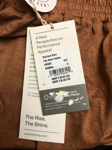 Vuori Women’s Boyfriend Short Palo Santo Heather Orange Size Small New - Picture 3 of 3