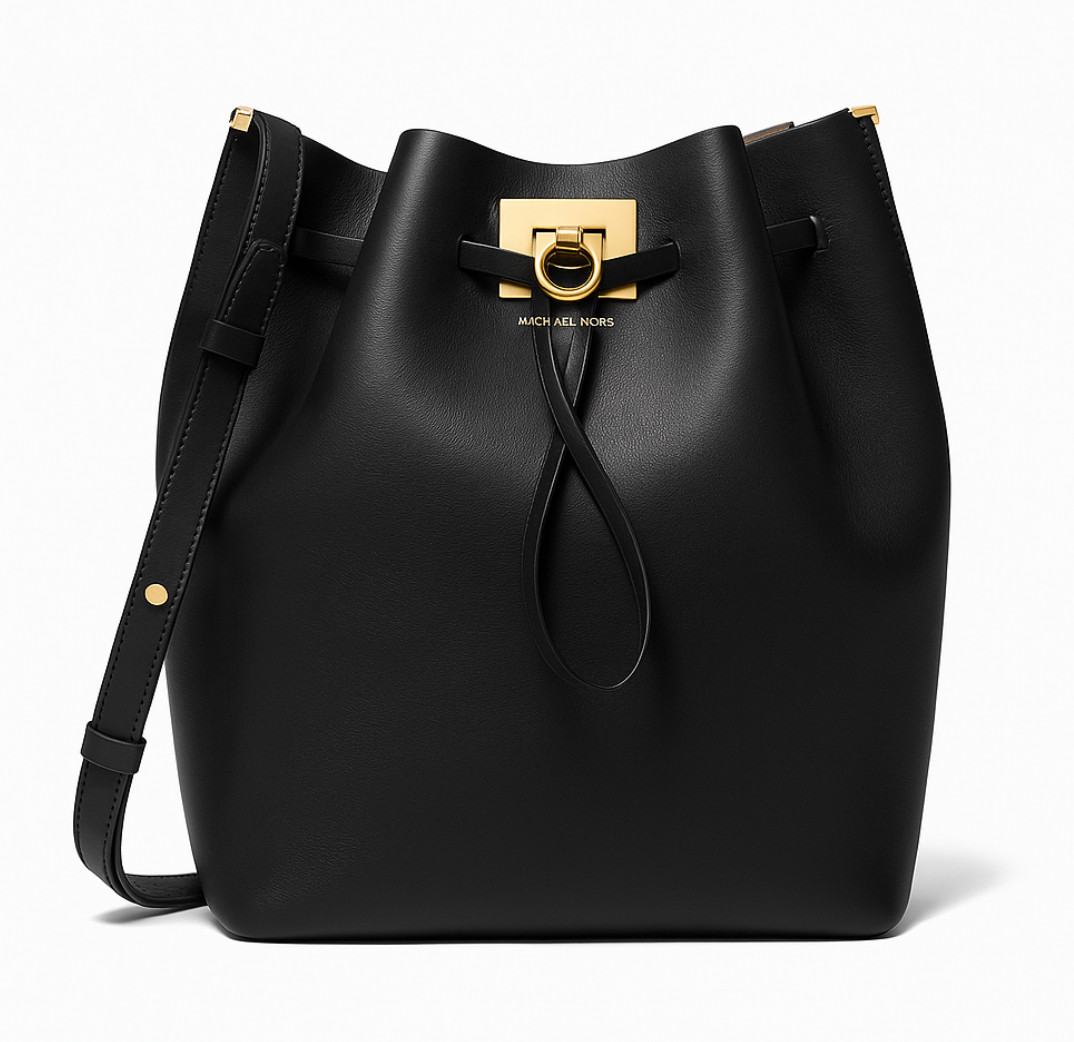 Michael Kors Collection Miranda Black Leather Bucket Messenger Bag $795