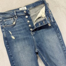 Free People We The Free Jeans Womens 29 Button Fly Distressed Medium Wash Skinny