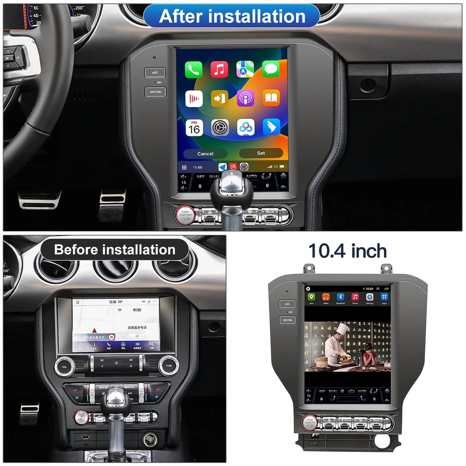 10.4" Touchscreen screen Navi Bluetooth Carplay BT for Ford Mustang 2015-2021 - Image 2 of 4