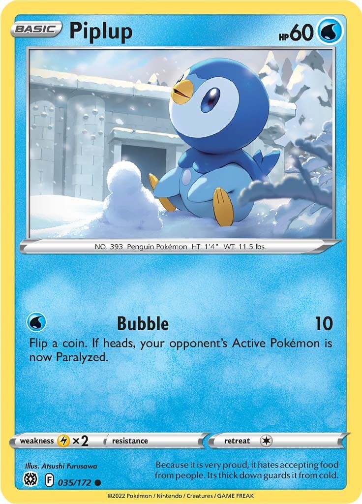 Piplup (035/172) Common NM SWSH09 SWSH09: Brilliant Stars Pokemon TCG
