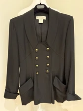 Authentic Karl Lagerfeld Vintage 1990s Black Wool Suit Jacket Size 40 FR/8US