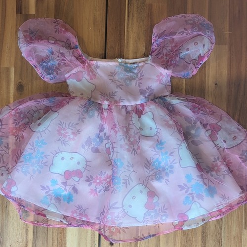 Girl Hello Kitty Floral Organza Puff Sleeve Dress XS4/5 - Picture 2 of 3