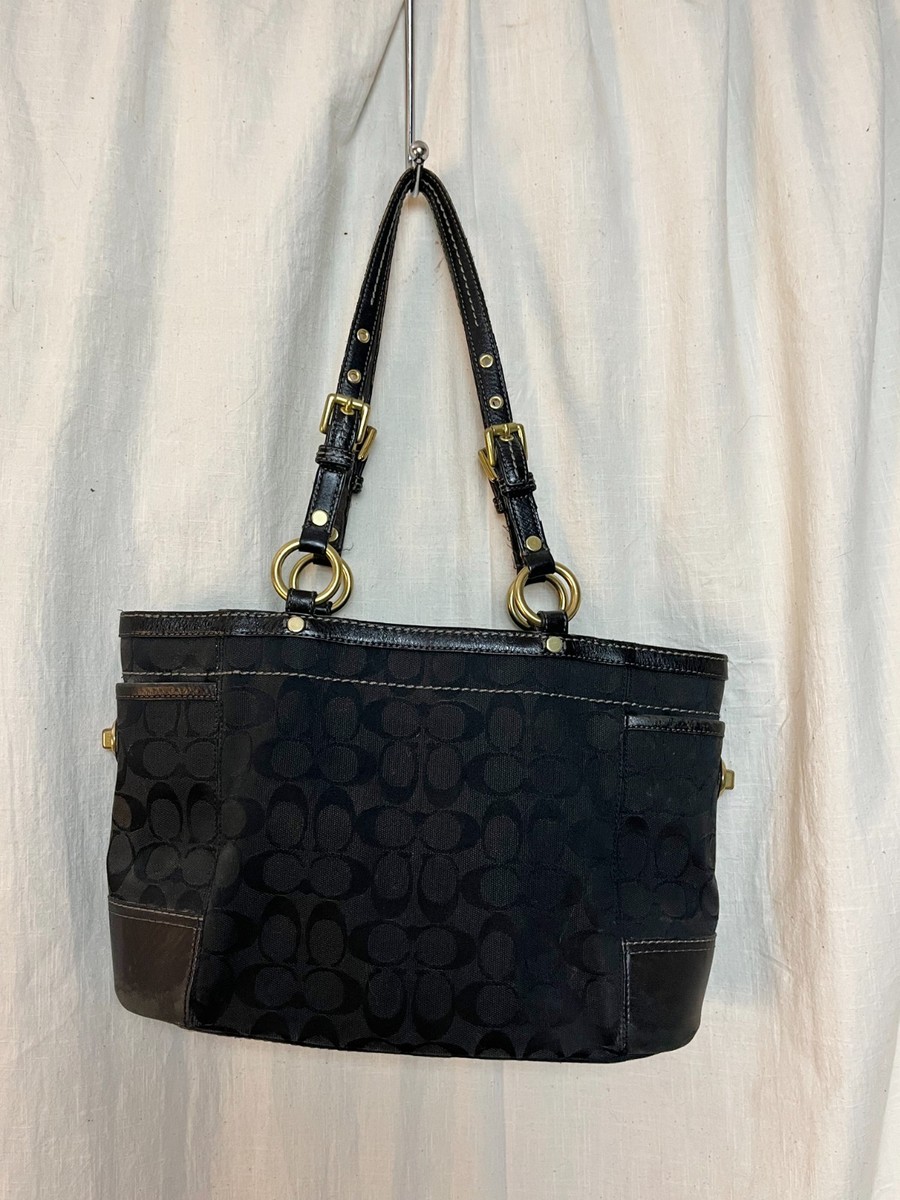 COACH Medium Black Signature Shoulder Bag H0768-11237 Gold